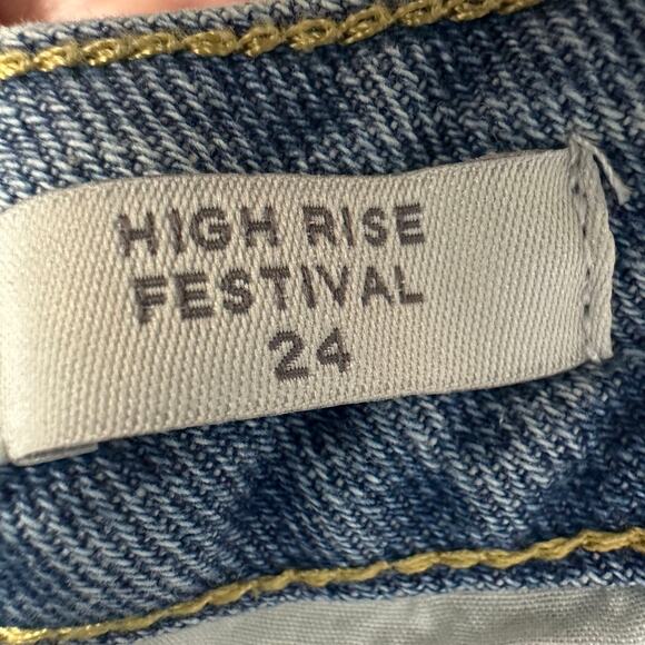 Pacsun Jean Shorts WMNS 24 High Rise Festival Cut-Off Distressed Raw Hem Denim - Picture 7 of 10